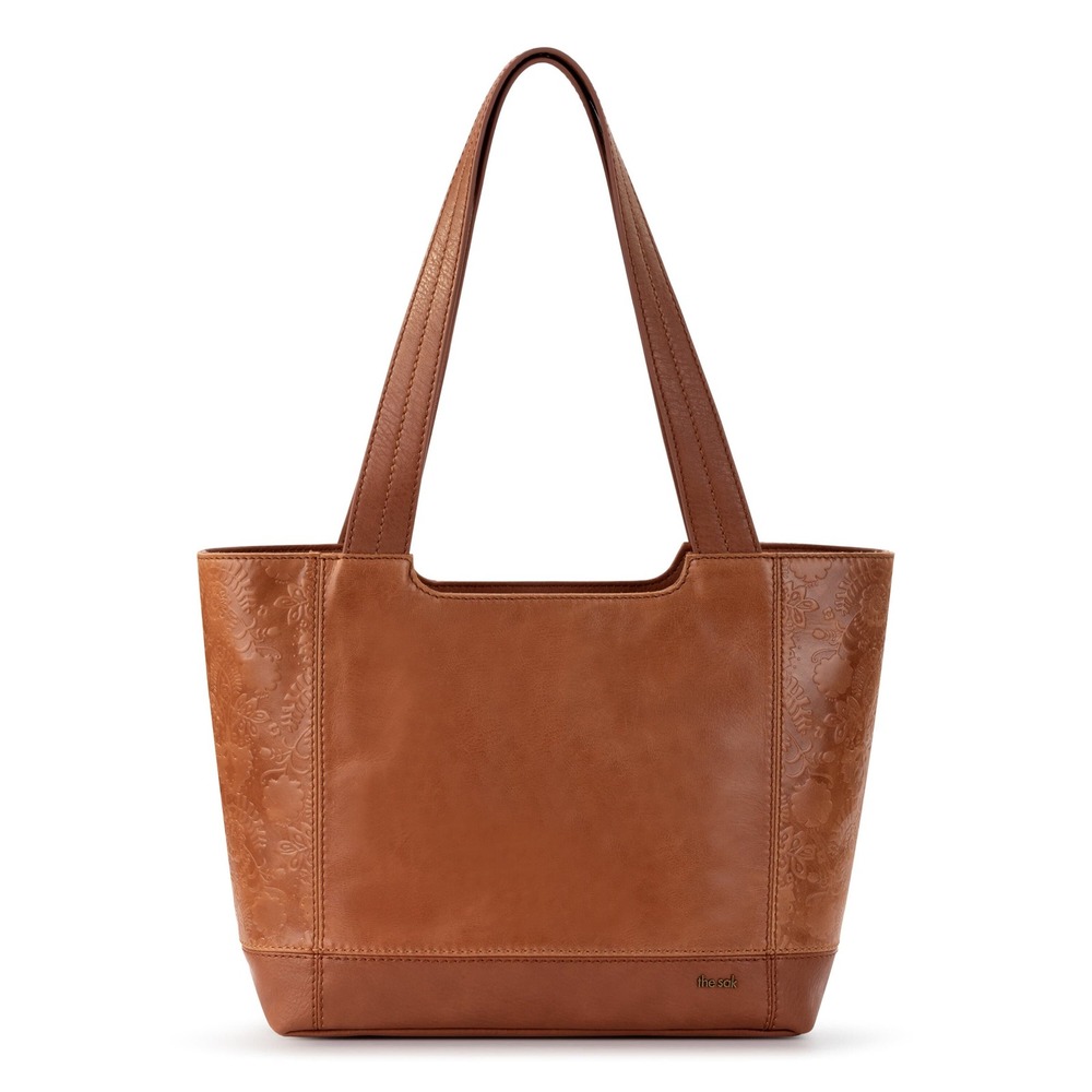NWT The Sak‎ De Young Leather Tote Bag - Tobacco Floral Embossed 100% Cow Hide